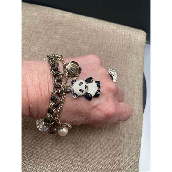 Betsey Johnson Panda Charm Bracelet Pearls and Crystals - Picture 5 of 7